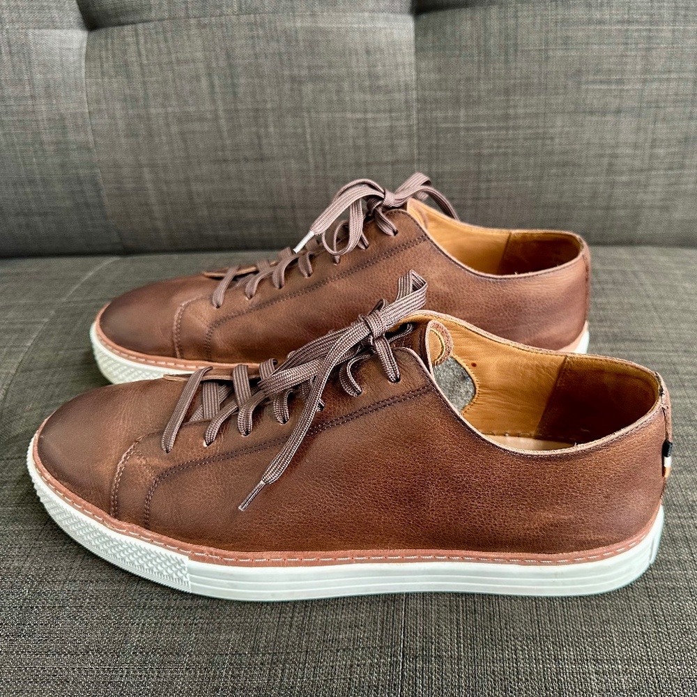 Men's size 14 brown leather Allen Edmonds Paxton sneakers like new